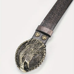 Men's Eagle Belt PU Leather Floral Belt Casual Jeans Western Cowboy Waist Strap
