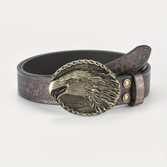 Men's Eagle Belt PU Leather Floral Belt Casual Jeans Western Cowboy Waist Strap