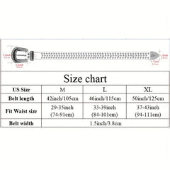Men's Rhinestone Skull Buckle Belt Crystal Studded Leather Belt