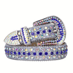 Men's Rhinestone Western Cowboy Belt Sparkle Studded Belts Strap