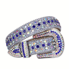 Men's Rhinestone Western Cowboy Belt Sparkle Studded Belts Strap