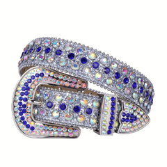 Men's Rhinestone Western Cowboy Belt Sparkle Studded Belts Strap