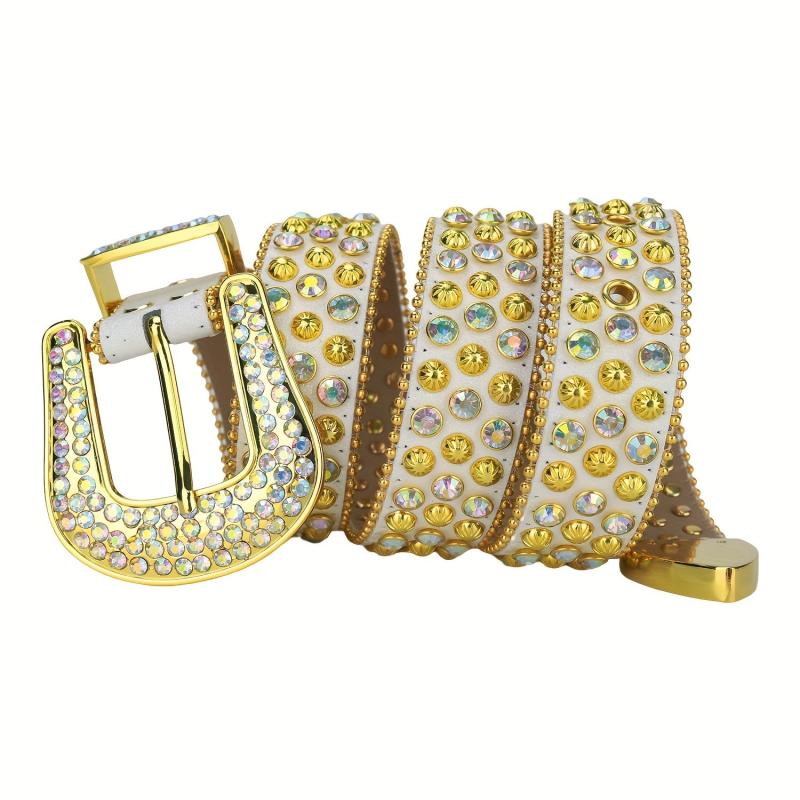 Rhinestone Leather Belt Western Cowboy Belt for Jeans Dress