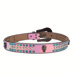 Rhinestone Leather Cowboy Belt Sparkle Studded Strap