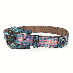 Rhinestone Leather Cowboy Belt Sparkle Studded Strap
