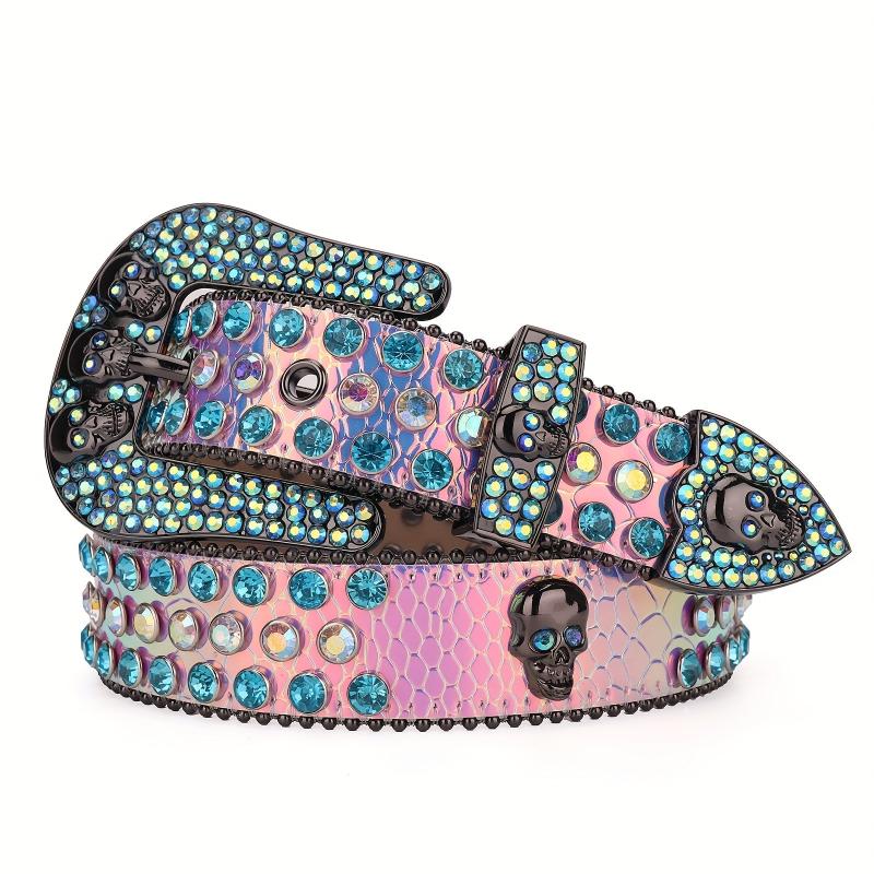 Rhinestone Leather Cowboy Belt Sparkle Studded Strap