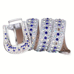 Sparkle Studded Rhinestone Leather Belt for Jeans Dress