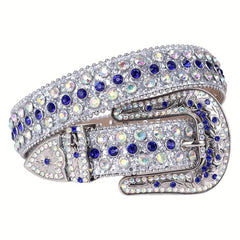Sparkle Studded Rhinestone Leather Belt for Jeans Dress