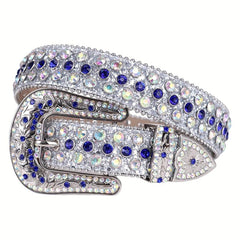 Sparkle Studded Rhinestone Leather Belt for Jeans Dress