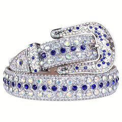 Sparkle Studded Rhinestone Leather Belt for Jeans Dress