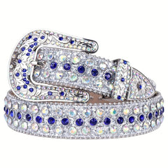 Sparkle Studded Rhinestone Leather Belt for Jeans Dress