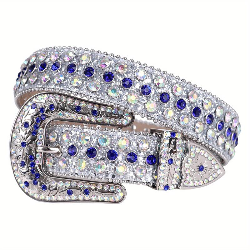 Sparkle Studded Rhinestone Leather Belt for Jeans Dress