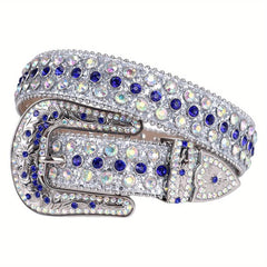 Sparkle Studded Rhinestone Leather Belt for Jeans Dress