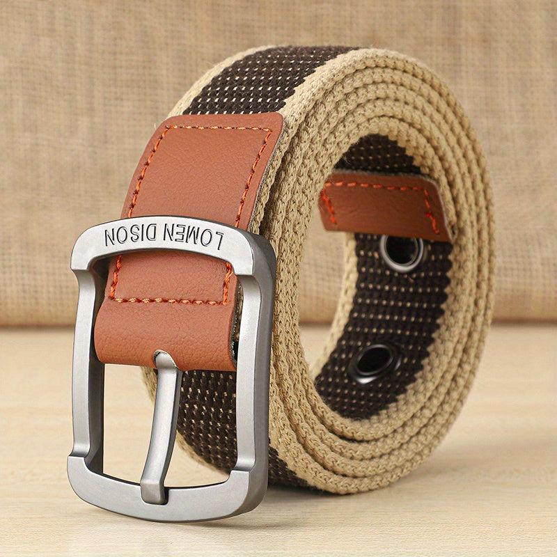 Men's Canvas Belt Pin Buckle Belt Canvas Waistband Outdoor Casual Jeans Belt