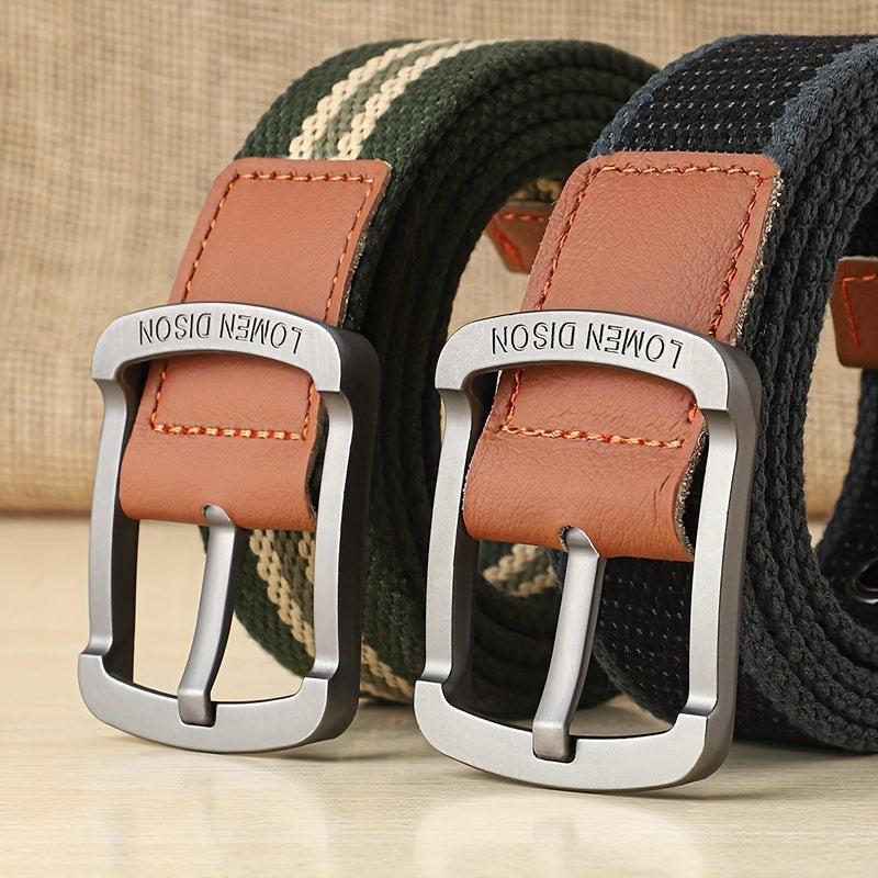 Men's Canvas Belt Pin Buckle Belt Canvas Waistband Outdoor Casual Jeans Belt