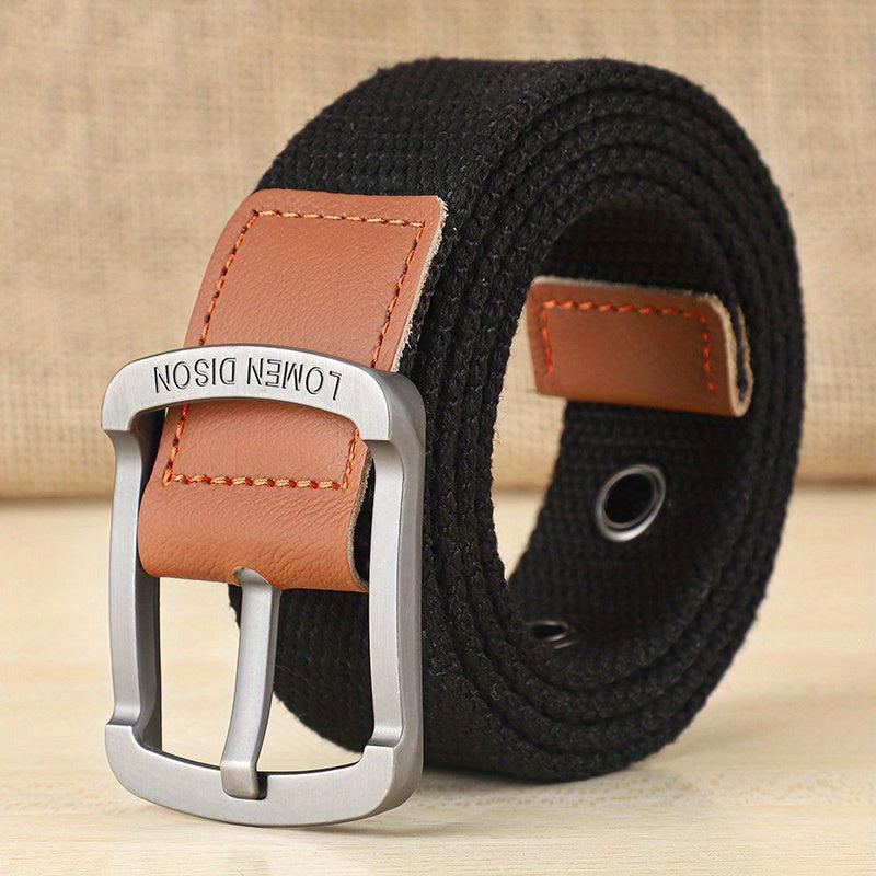 Men's Canvas Belt Pin Buckle Belt Canvas Waistband Outdoor Casual Jeans Belt