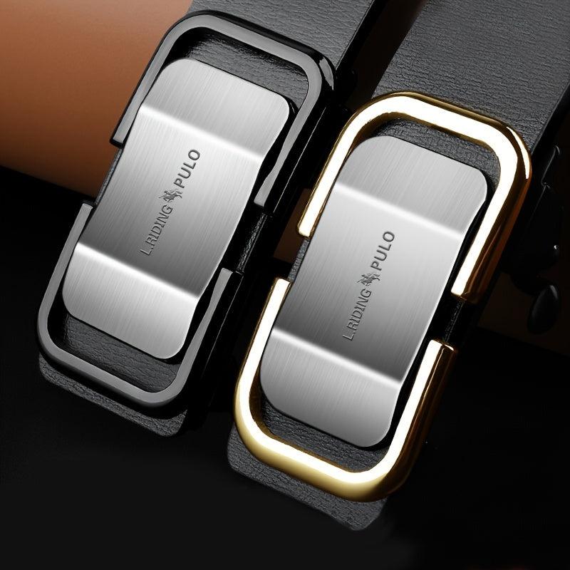 Men's Toothless Leather Pants Belt Automatic Buckle Plus Size