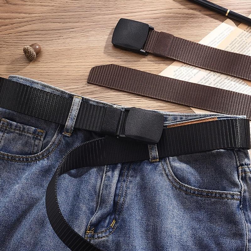 Men's Canvas Belt Plastic Buckle Metal Military Tactical Waist Belt