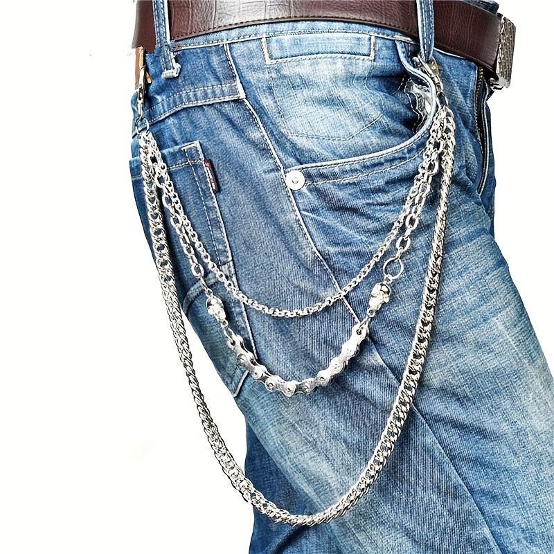 Metal Skull Layered Hip Hop Pants Chains