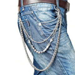 Metal Skull Layered Hip Hop Pants Chains