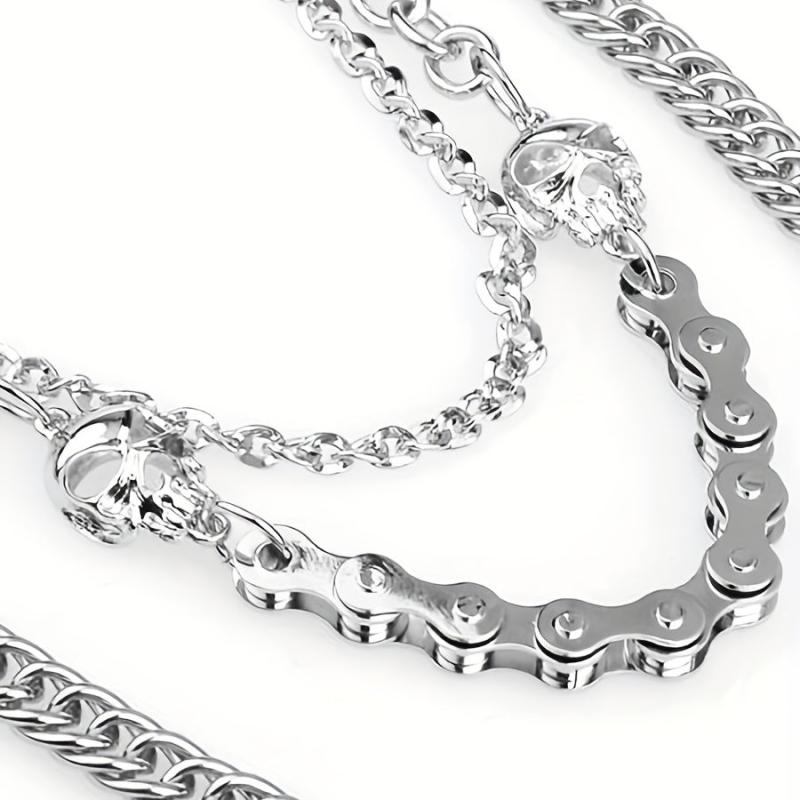 Metal Skull Layered Hip Hop Pants Chains