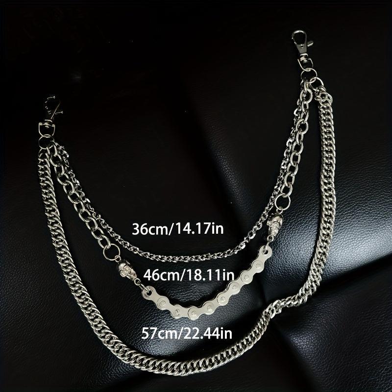 Metal Skull Layered Hip Hop Pants Chains