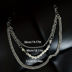 Metal Skull Layered Hip Hop Pants Chains