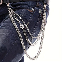 Metal Skull Layered Hip Hop Pants Chains