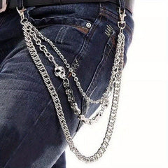 Metal Skull Layered Hip Hop Pants Chains