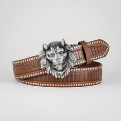 Men's Lion Buckle Belt PU Leather Decorative Accessories
