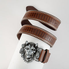 Men's Lion Buckle Belt PU Leather Decorative Accessories