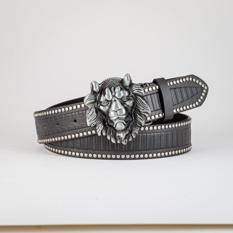 Men's Lion Buckle Belt PU Leather Decorative Accessories