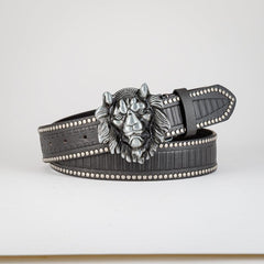 Men's Lion Buckle Belt PU Leather Decorative Accessories