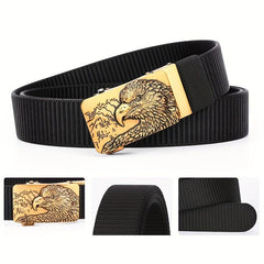 Men's Automatic Buckle Belt with Eagle Buckle for Outdoor Sports