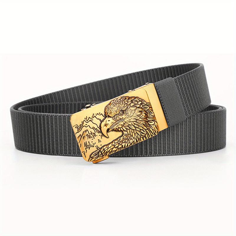 Men's Automatic Buckle Belt with Eagle Buckle for Outdoor Sports