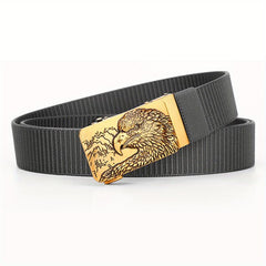 Men's Automatic Buckle Belt with Eagle Buckle for Outdoor Sports