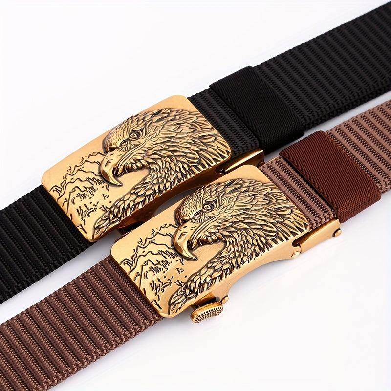 Men's Automatic Buckle Belt with Eagle Buckle for Outdoor Sports