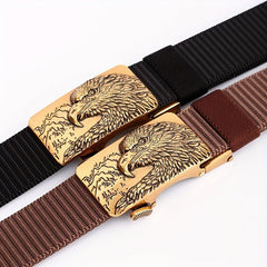 Men's Automatic Buckle Belt with Eagle Buckle for Outdoor Sports