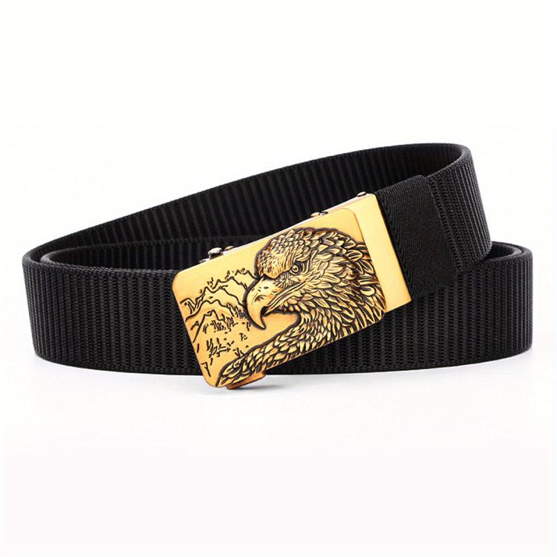Men's Automatic Buckle Belt with Eagle Buckle for Outdoor Sports