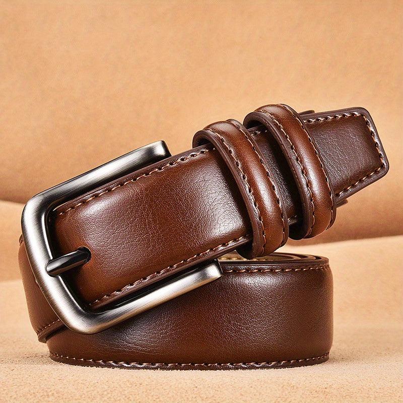 Men's Leather Belt Pin Buckle Casual Jeans Pants Waist Strap High Belt
