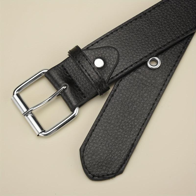 Men's Leather Punk Wide Belt Hollow Rivet Personality Rock