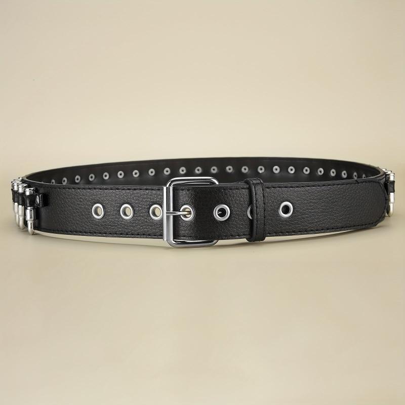 Men's Leather Punk Wide Belt Hollow Rivet Personality Rock