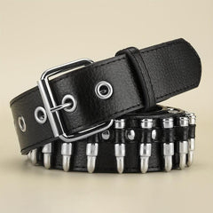 Men's Leather Punk Wide Belt Hollow Rivet Personality Rock
