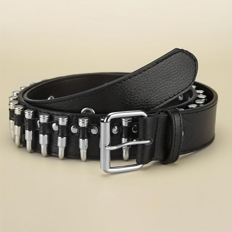 Men's Leather Punk Wide Belt Hollow Rivet Personality Rock