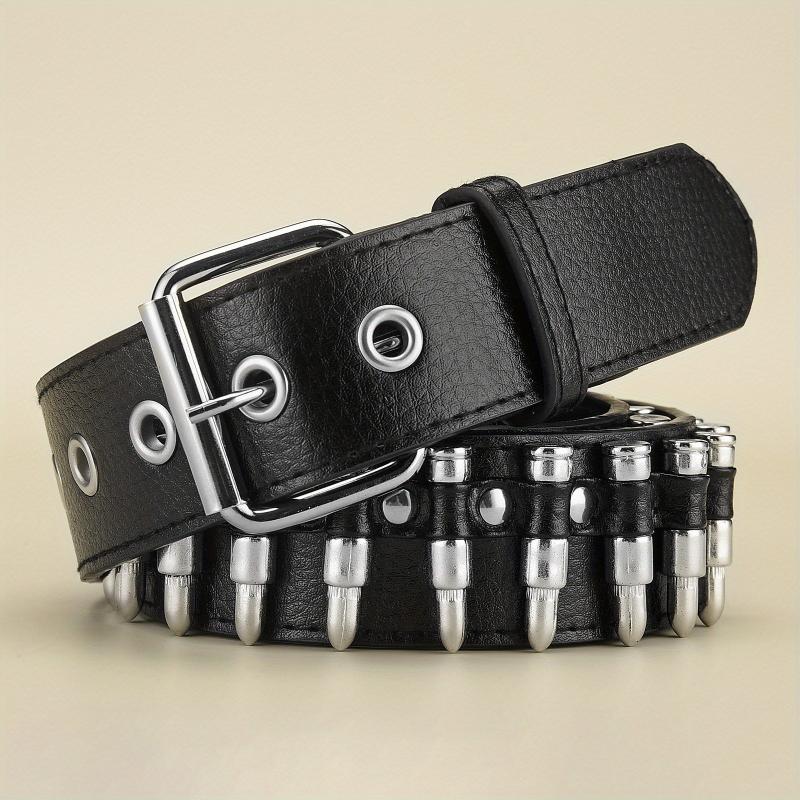 Men's Leather Punk Wide Belt Hollow Rivet Personality Rock