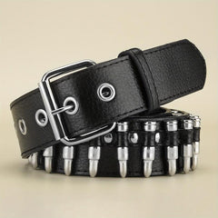 Men's Leather Punk Wide Belt Hollow Rivet Personality Rock