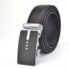 Men's Calfskin Leather Belt Automatic Buckle Business Suit Waist Strap