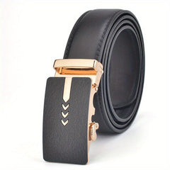 Men's Calfskin Leather Belt Automatic Buckle Business Suit Waist Strap