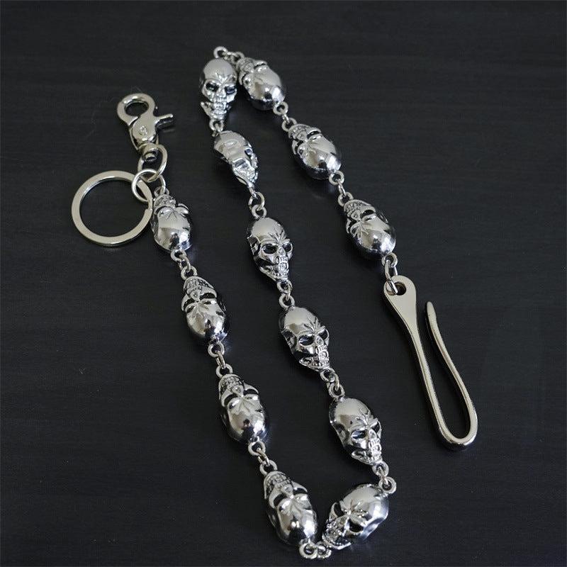 Men's Motorcycle Key Chain Jean Biker Wallet Belts Chain Skull Charm Gothic Rock