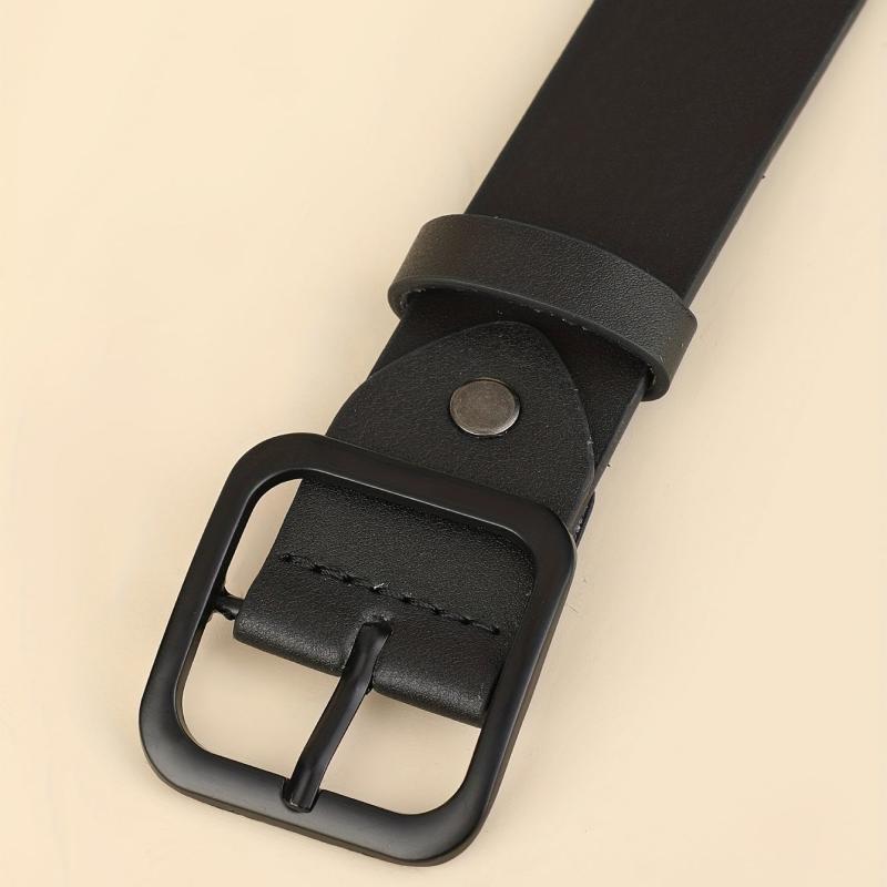 Men's Casual Square Buckle Black Belt